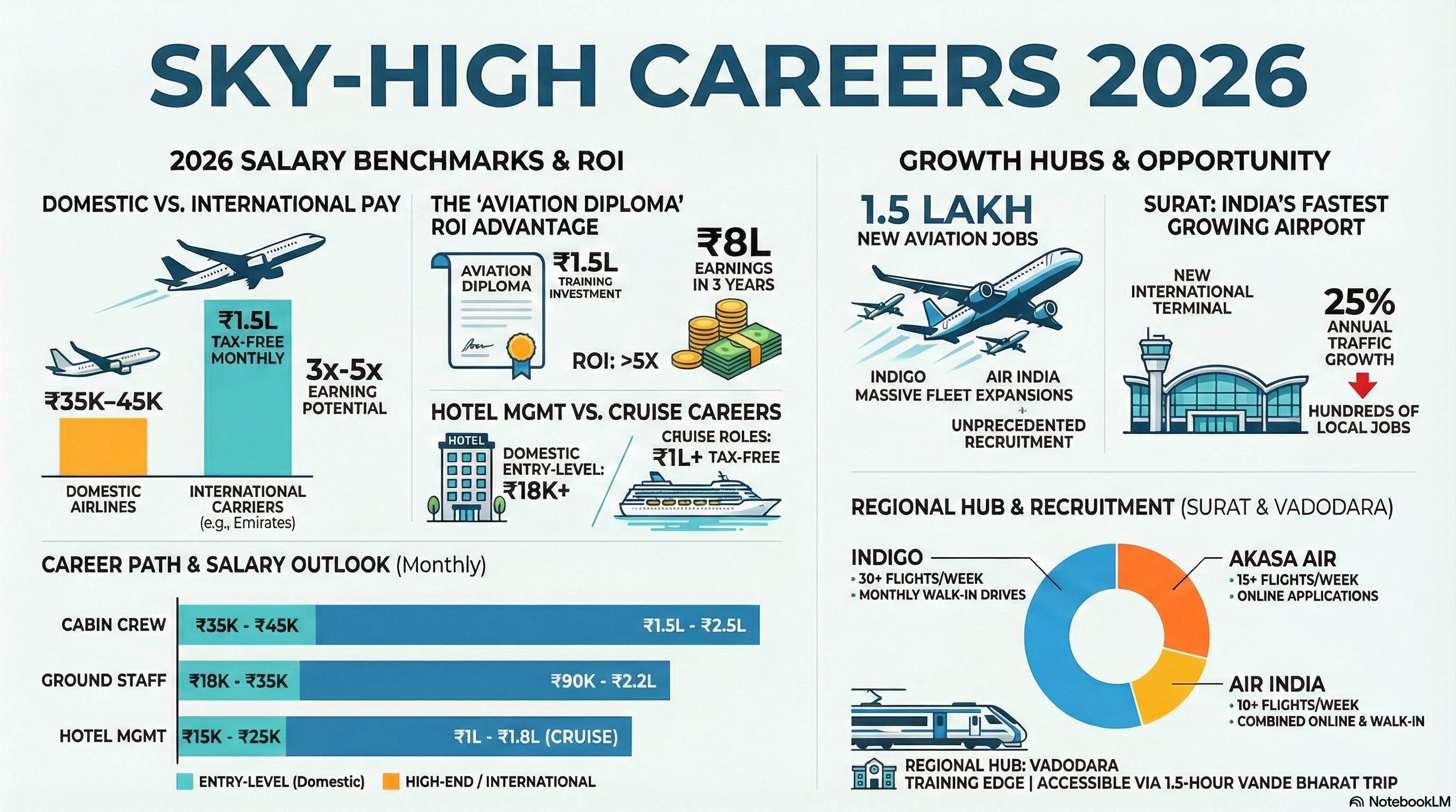 Cabin Crew Jobs Surat Airport 2025: Airlines, Salary & Apply - Cabin Crew career guide from Wings Institute Vadodara Gujarat